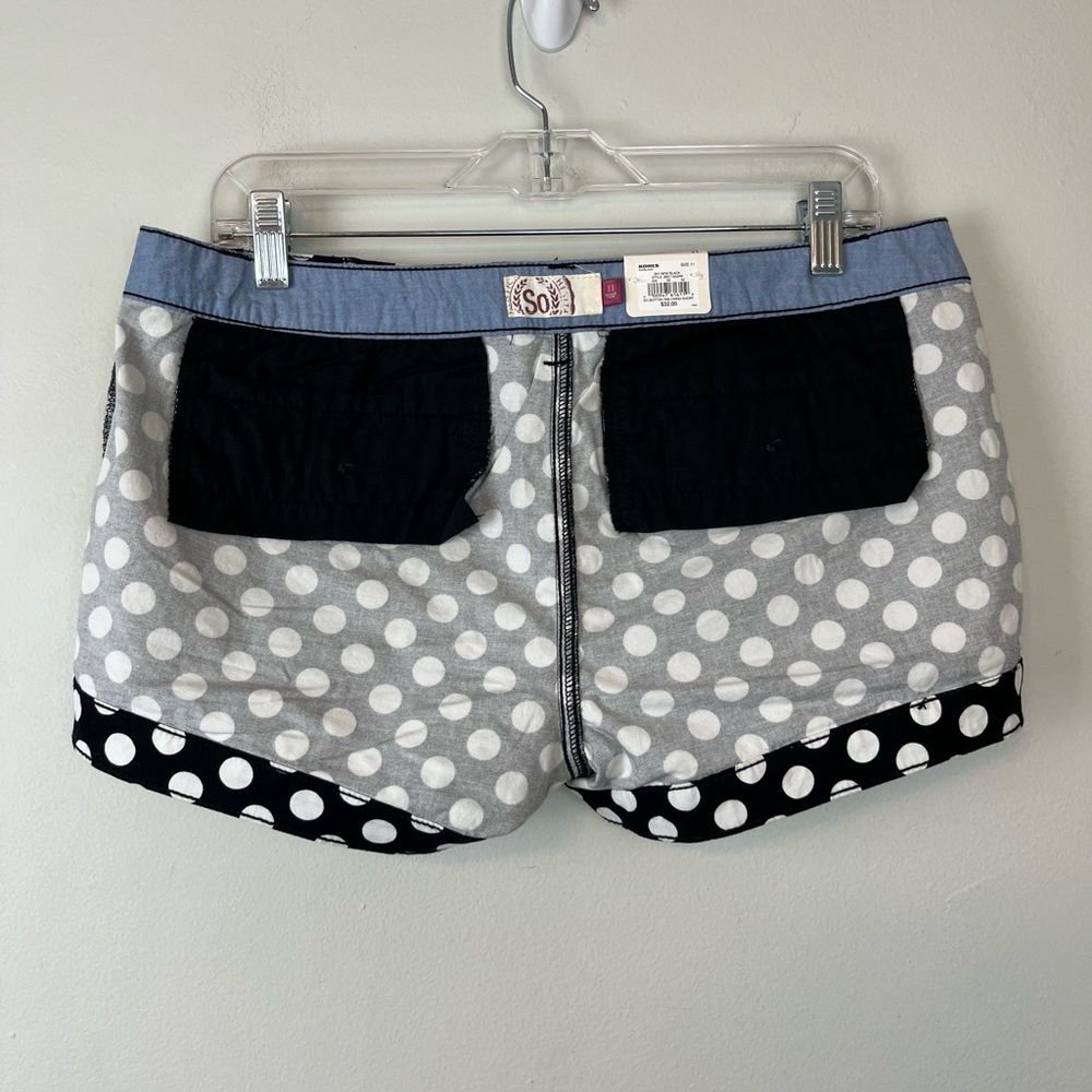 NWT SO Y2K Chino Short Black White Polka Dot Button Tab Jnr Size 11 - Picture 6 of 15
